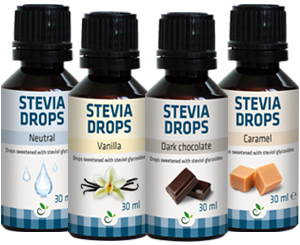 Stevia Drops de Chocolate, Vainilla, Neutro y Caramelo